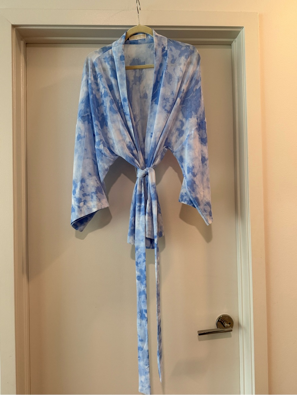 Michael Kors Blue Tie-Dye Cropped Kimono